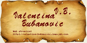 Valentina Bubanović vizit kartica